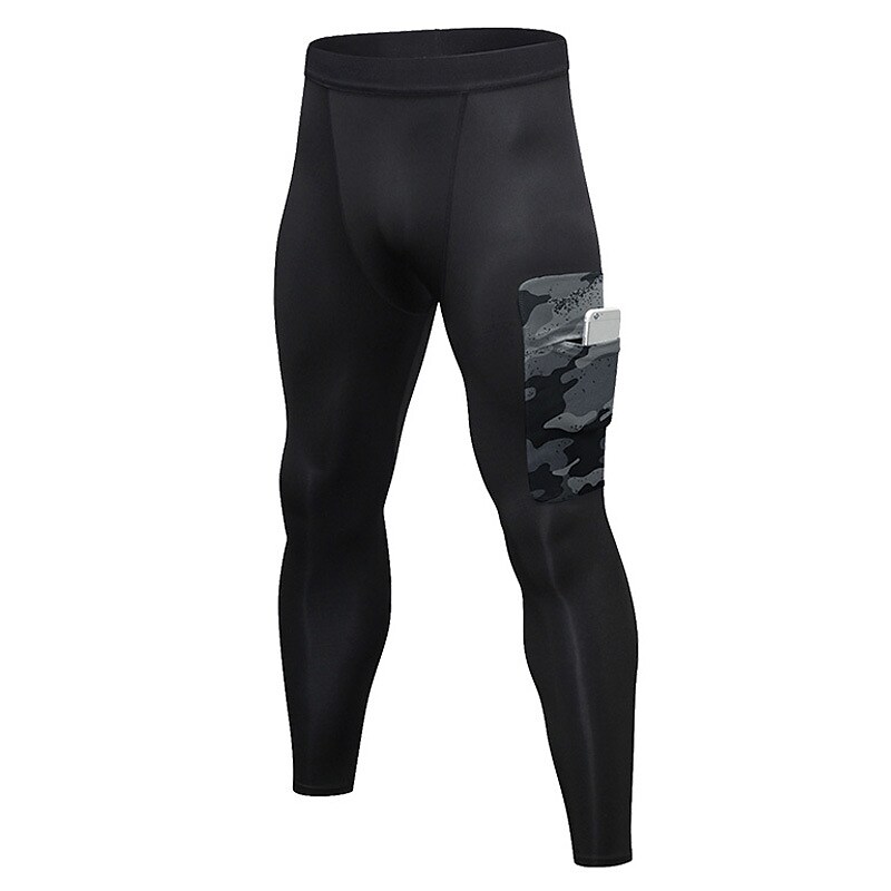 Men's Running Tights Leggings Compression Pants Patchwork Pocket Base