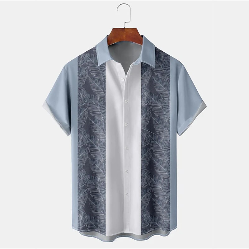 Men's Summer Hawaiian Shirt Bowling Shirt Button Up Shirt Summer Shirt Casual Shirt Light Green Red Dark Navy Royal Blue Blue Short Sleeve Color Block Turndown Street Vacation Button-Down Clothing
