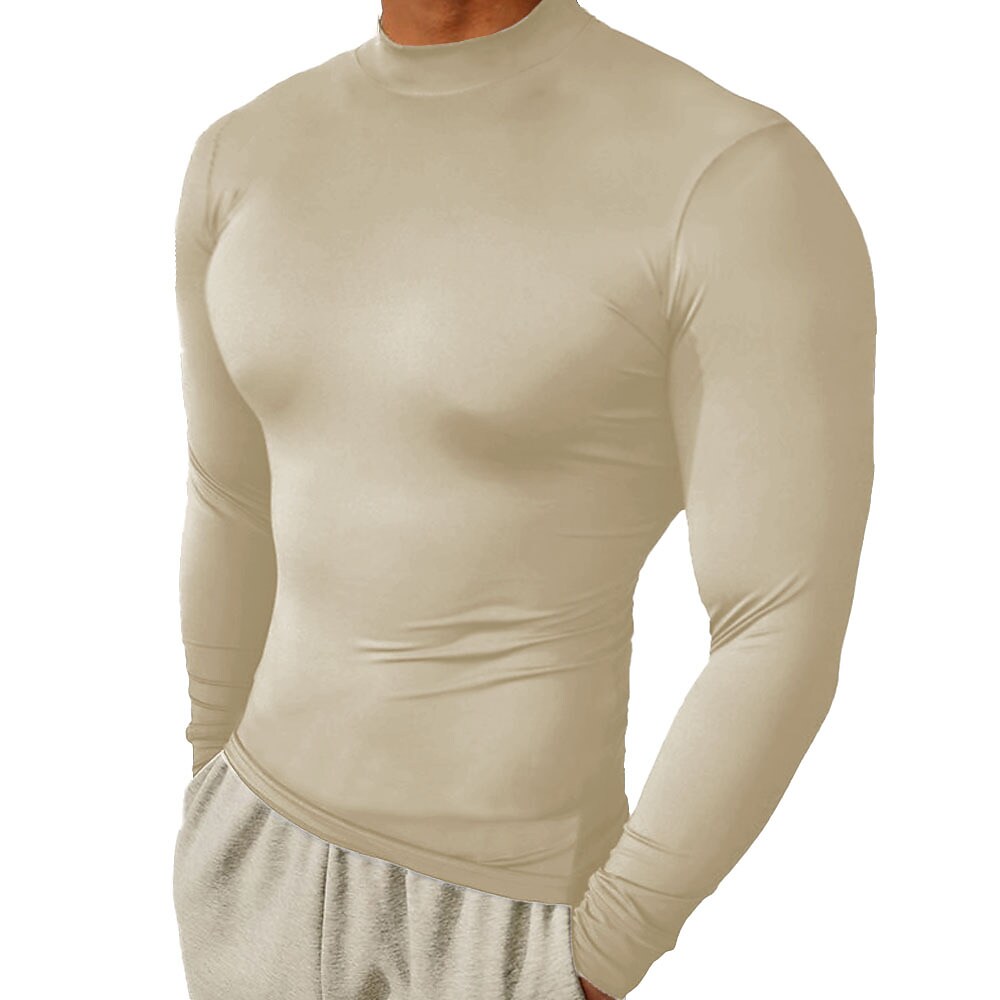 Men's Sport Solid Color Stand Collar Tights Shirt