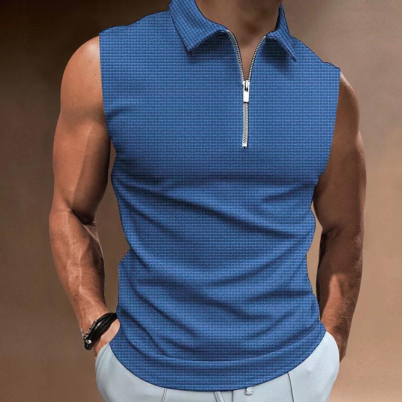 Men's Tank Top Summer Lapel Button-down Sleeveless Tcasual Sports Vest