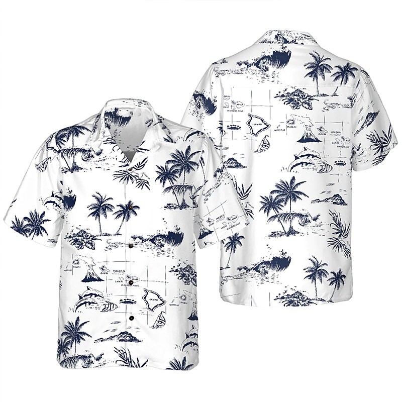 Men's Hawaiian Shirt Graphic Prints Beach Turndown Casual Holiday Shor