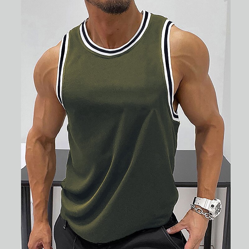 Men's Tank Top Undershirt Sleeveless Shirt Color Block Crewneck Sports & Outdoor Vacation Sleeveless Vest