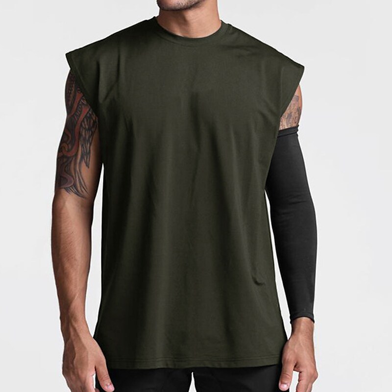 Men's Tank Top Vest Top Undershirt Plain Crew Neck Sport Daily Sleevel