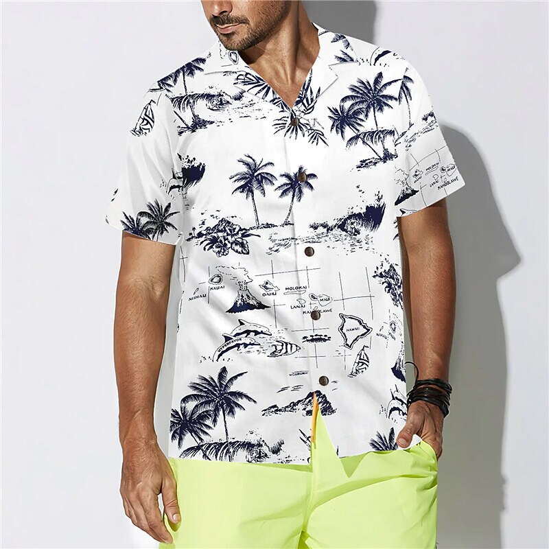 Men's Hawaiian Shirt Graphic Prints Beach Turndown Casual Holiday Shor