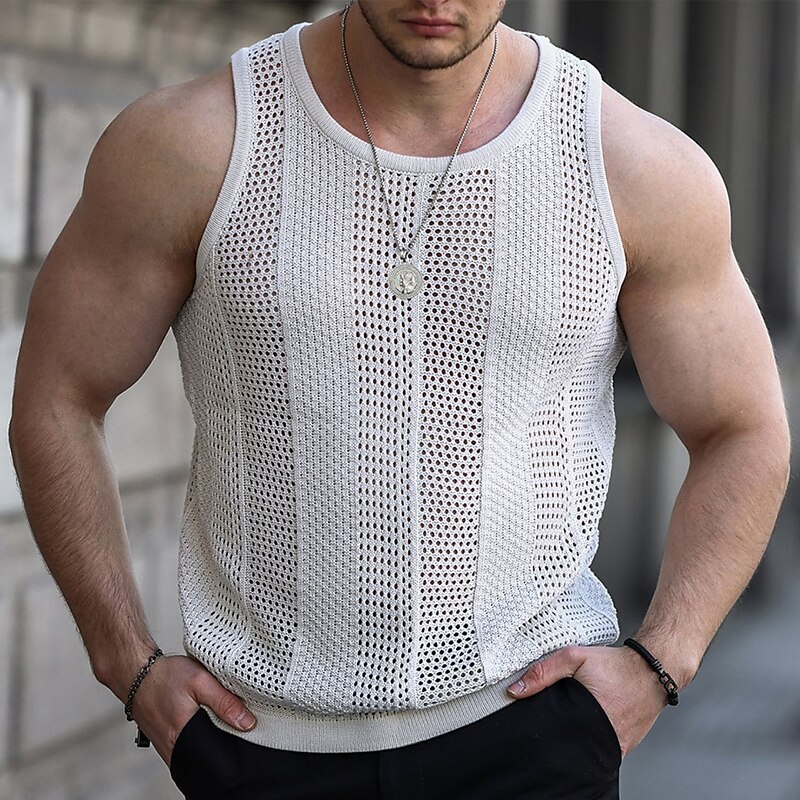 Men's Sport Outdoor Vacation Fashion Comfortable Light Plain Sleeveless Vest Tank Top
