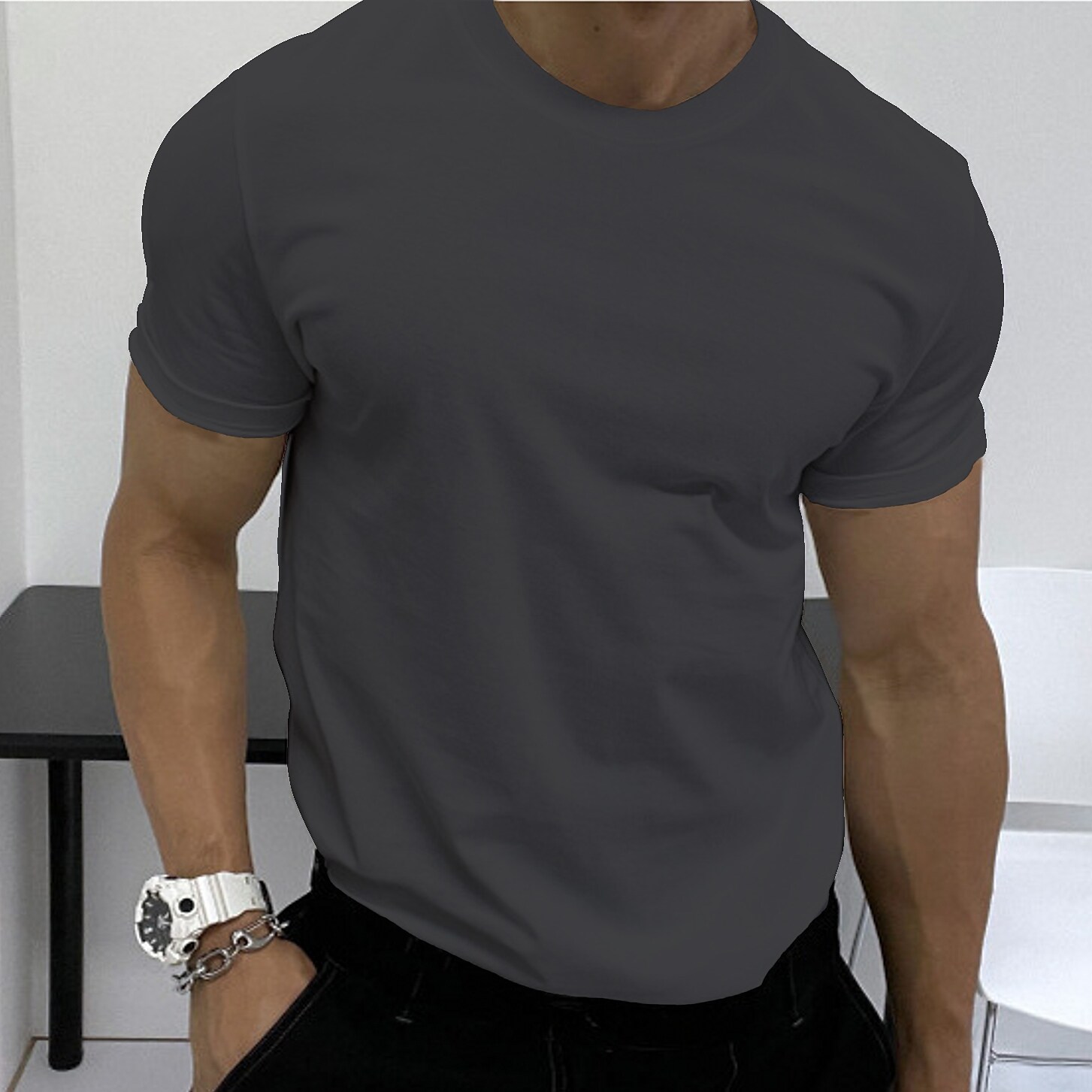 Men's Workout Running Short Sleeve Tee Athletic Athleisure Breathable Soft Fitness Gym  Sportswear