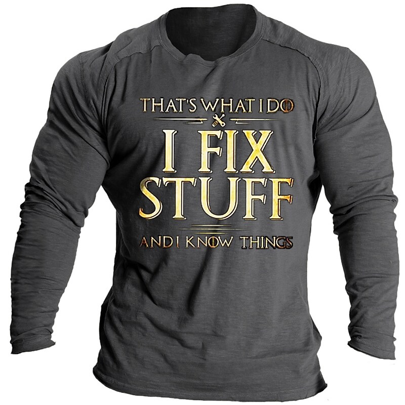 Men's T shirt Tee Letter Crew Neck Black Blue Green Gray Casual Daily