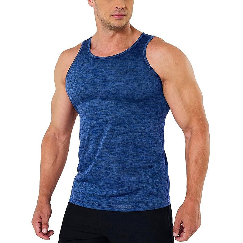  Men's Summer Fitness Sports Leisure Cationic Solid Color Quick-drying Vest Men