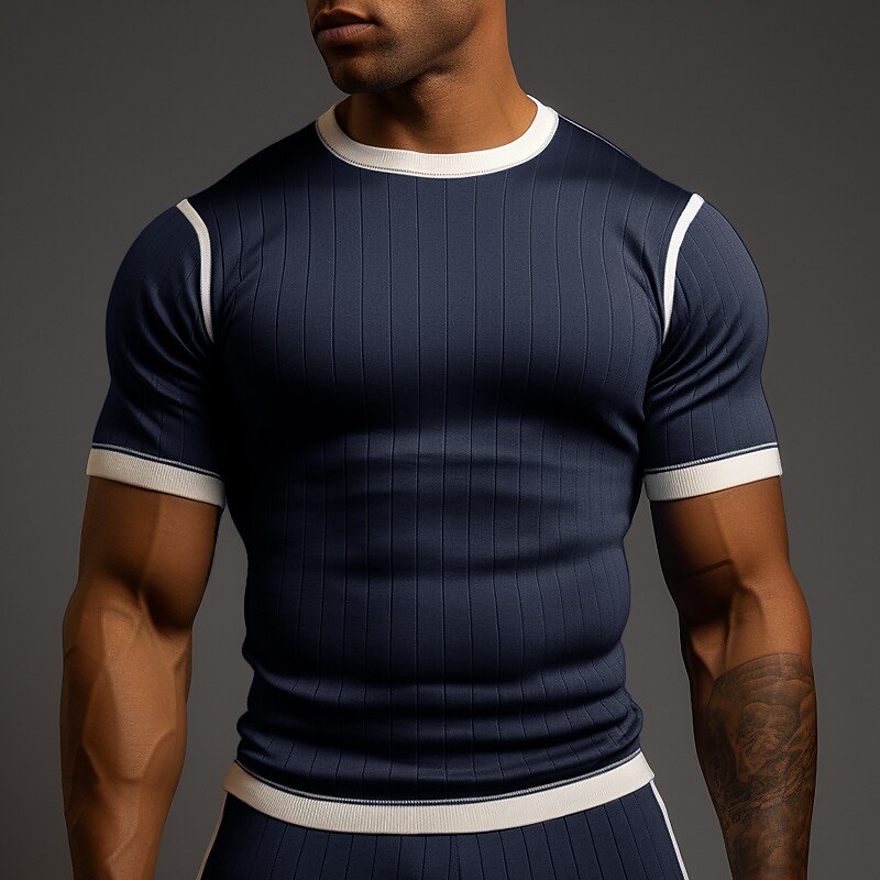 Men's T shirt Tee Tee Top Color Block Crew Neck Street Vacation Short Sleeves Clothing Apparel Fashion Designer Basic Top