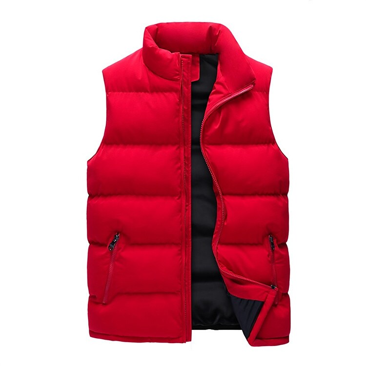Men's Winter Solid Lightweight Windproof Sleeveless Warm Jacket