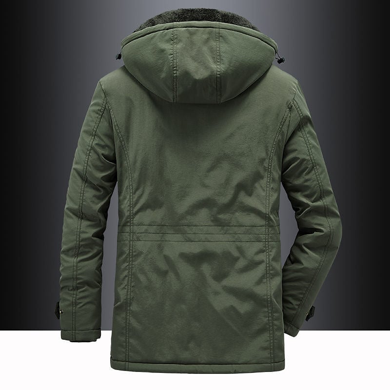 Men's Hiking Fleece Thick Warm Hooded Windbreaker Outdoor Jacket  