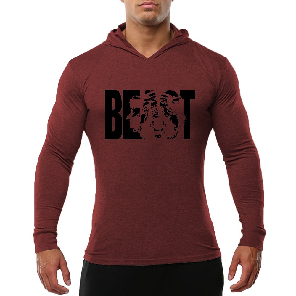 Men's Long Sleeve Hoodie Athletic Breathable Moisture Wicking Running 