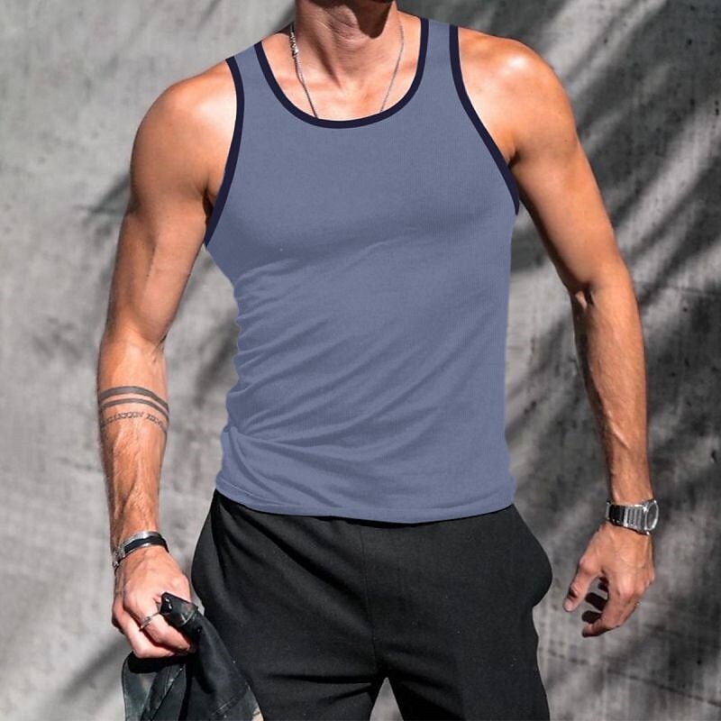 Men's Tank Top Sleeveless Shirt Plain Crew Neck Outdoor Going out Sleeveless Fashion Muscle Undershirt 