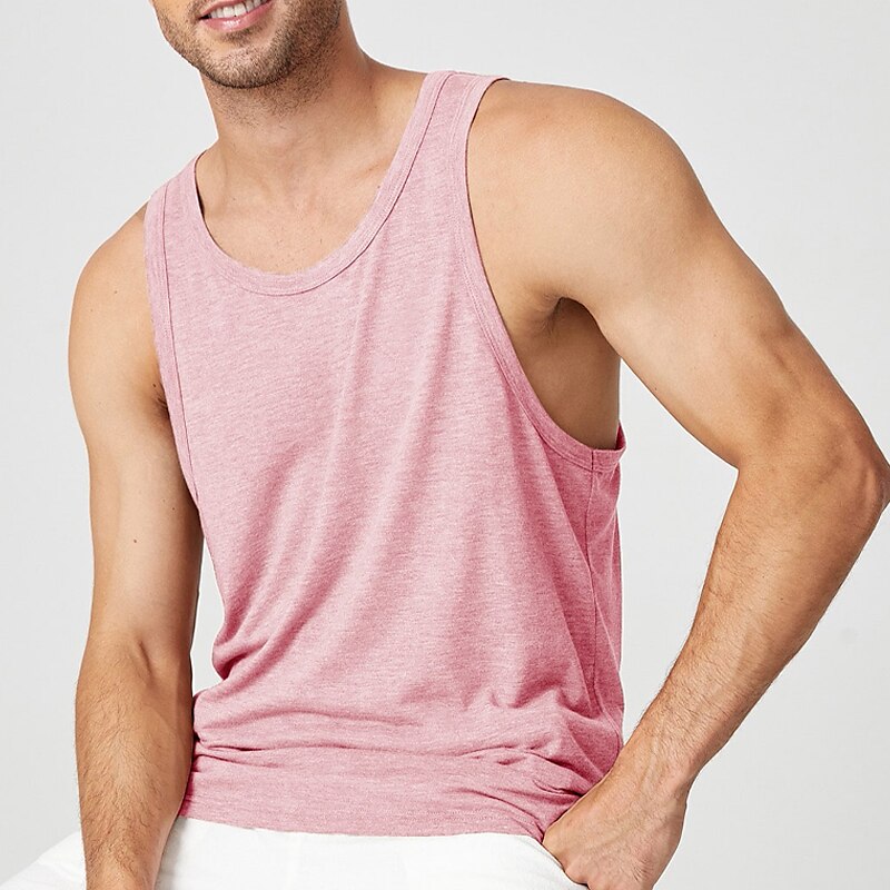 Men's Tank Top Sleeveless Shirt Plain U Neck Sports & Outdoor Vacation Sleeveless Fashion Sport Vest Top