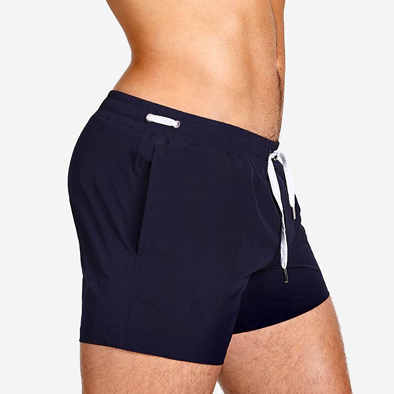 Men's Swimwear Swim Shorts Beach Shorts with Mesh lining Plain Comfort Breathable Outdoor Daily Going out Fashion Casual White Pink