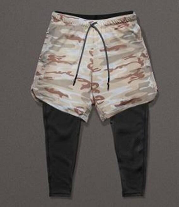 Men's Running Shorts With Tights Compression 3/4 Pants Drawstring Towe