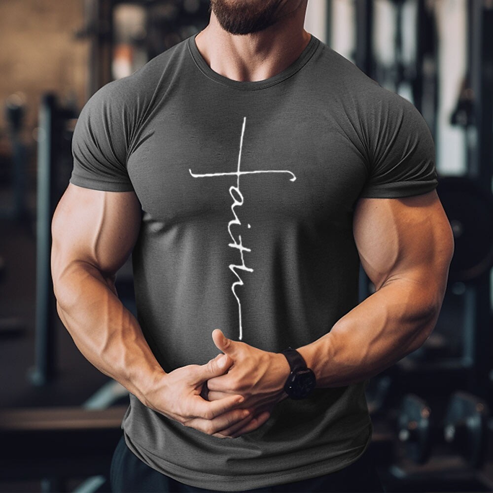 Men's Running Shirt Short Sleeve  Athletic Breathable Moisture Wicking Soft Fitness Gym Workout Running Sportswear