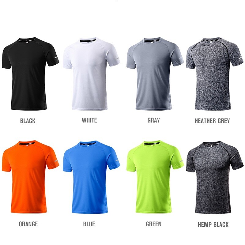 Arsuxeo Men's Workout Shirt Running Shirt Reflective Strip Short Sleeve Tee Tshirt Athletic Casual Breathable Soft Sweat wicking Fitness Gym Workout Tennis Sportswear Activewear Dark Grey Cobalt Blue