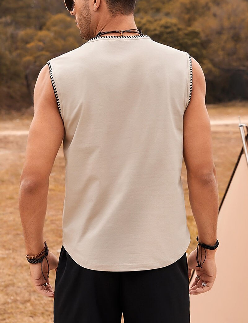 Men's Tank Top Vest Top Undershirt Sleeveless Shirt Plain V Neck Outdoor Going out Sleeveless Fashion Muscle Top