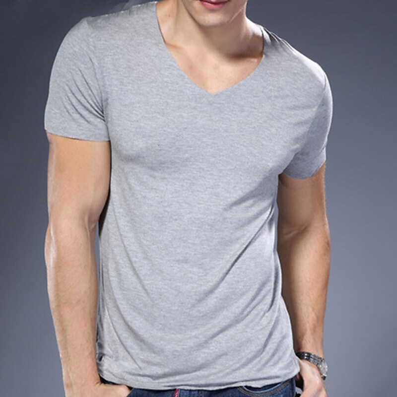 Men's T shirt Tee Plain V Neck Short Sleeve Clothing  Casual Comfortable