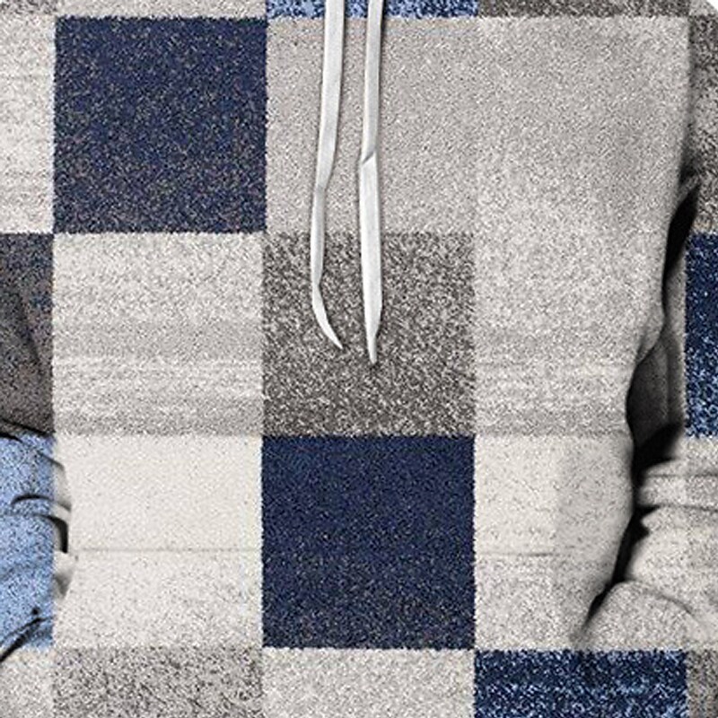 Men's Casual Loose Plaid Color Hooded Long Sleeve Sweatshirt