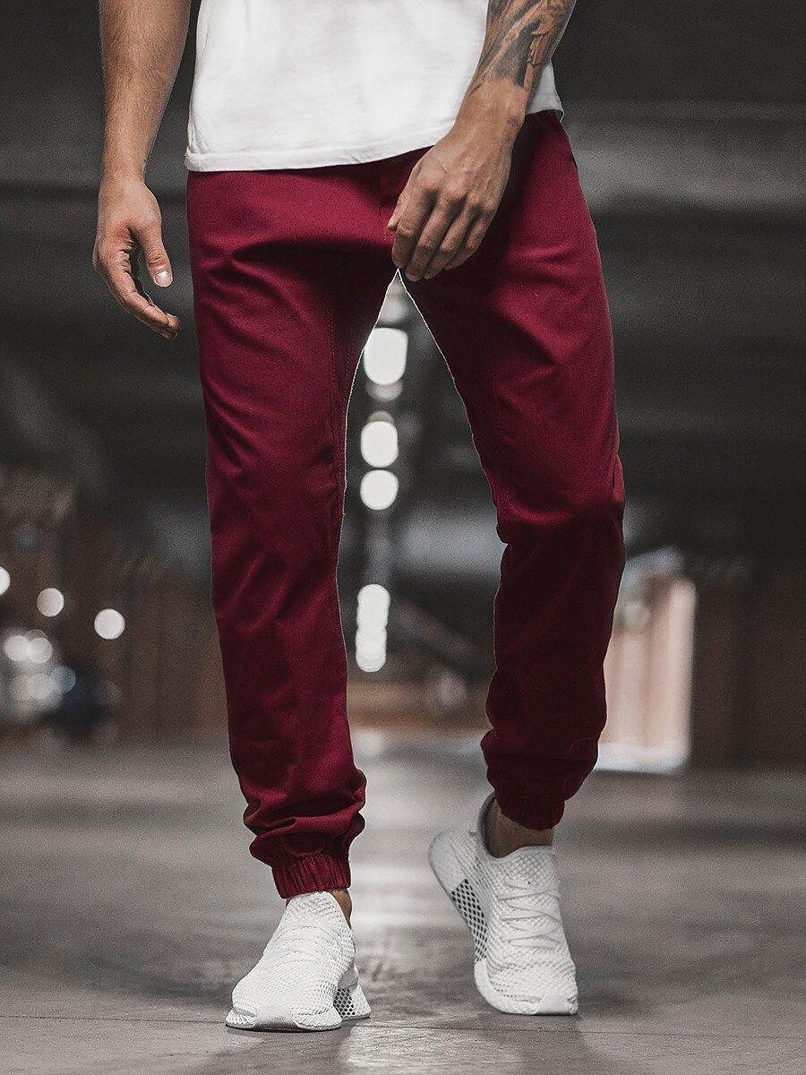 Men's Casual Street Solid Color Pocket Elastic Waist Straight Pants