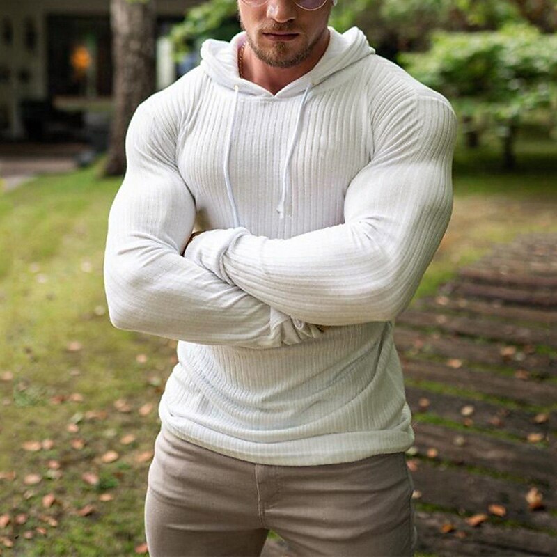 Men's T shirt Muscle Shirt Long Sleeve Shirt Plain Hooded Outdoor Daily Long Sleeve Fashion Streetwear Cool Top