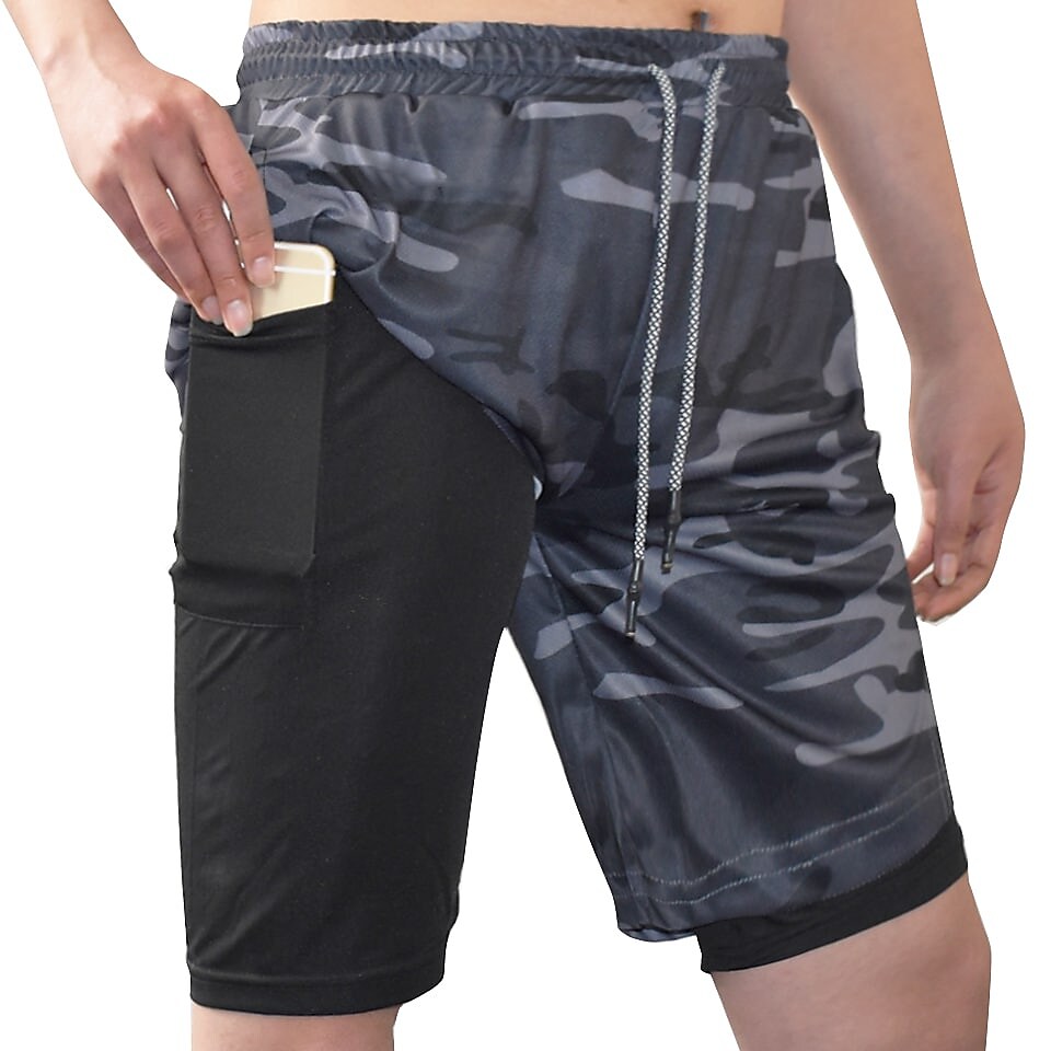 Men's Running Gym Drawstring Side Pockets Shorts Athletic Breathable Soft Quick Dry Yoga Fitness Running Sportswear 