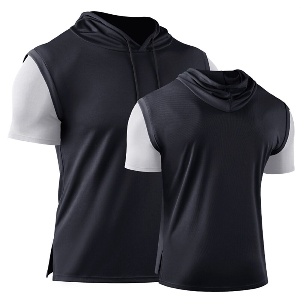 Men's Running Shirt Gym Shirt Split Short Sleeve Top Athletic Breathable Soft Sweat wicking Jogging Training Color Block  Sportswear