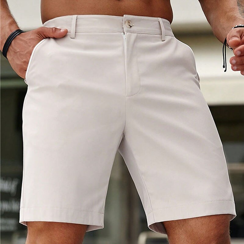 Men's Chino Bermuda Work Shorts Pocket Straight Leg Plain Comfort Short Formal Work Casual 100% Cotton Stylish 