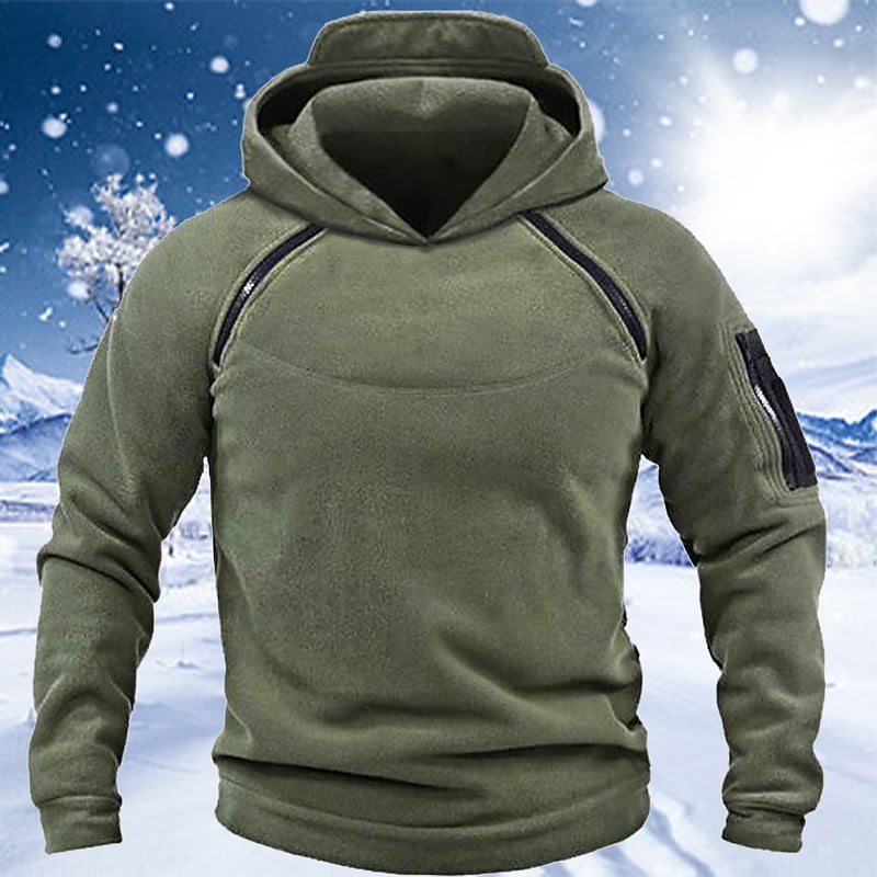Men's Casual Thickened Solid Color Hooded Long Sleeve Sweatshirt