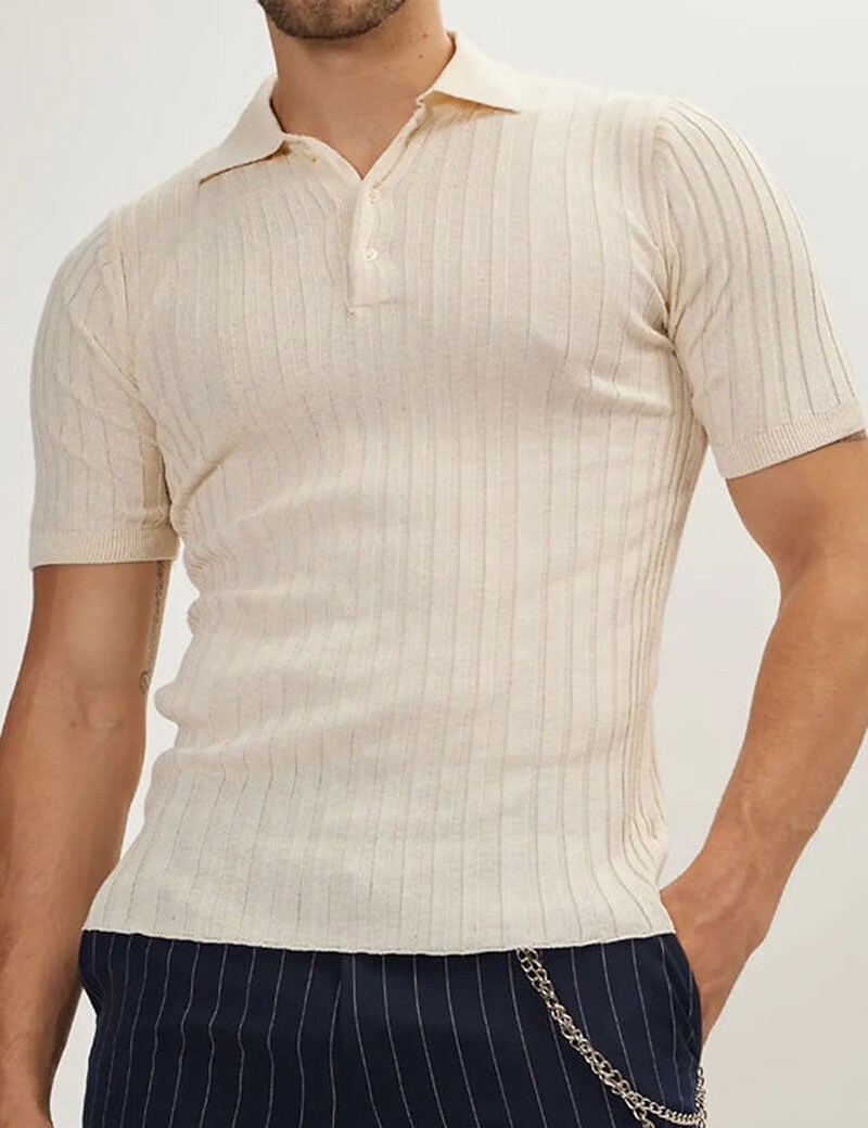 Men's T-shirt Top Plain Lapel Street Vacation Short Sleeve Basic Polo Shirt