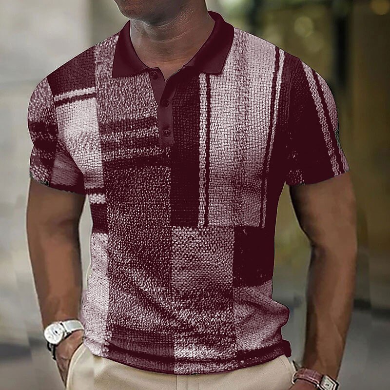 Men's Waffle Outdoor Golf Street Casual Fashion Comfortable Breathable Prints Short Sleeve Polo Shirt
