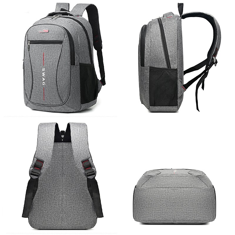 Men's Backpack School Bag Bookbag Commuter Backpack School Daily Solid Color Oxford Cloth Large Capacity Breathable Lightweight Zipper Black Blue Grey