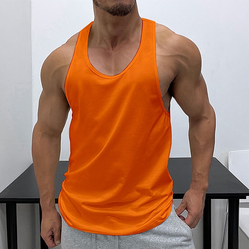 Men's Running Gym Tank Top Sleeveless Athletic Breathable Moisture Wicking Soft Fitness Workout Running Sportswear 
