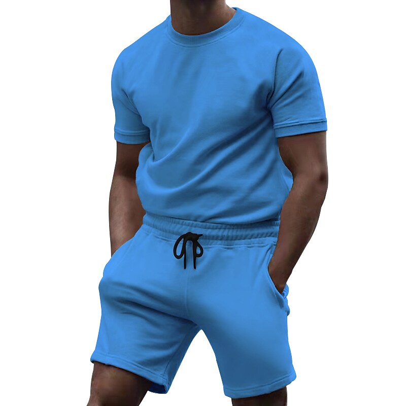 Men's Tracksuit Running T-Shirt With Shorts Sport Suit Moisture Wickin