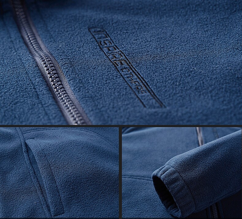 Men's Hiking Fleece Jacket Polar Fleece Winter Outdoor Solid Color Thermal Windproof Lightweight Stand Collar Outerwear Trench Coat Top 