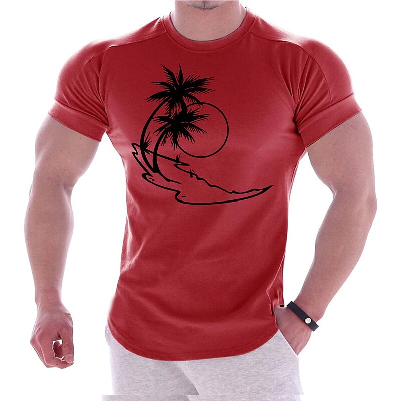 Men's T shirt  Graphic Coconut Tree Prints Crew Neck Hot Stamping Outdoor Street Short Sleeve Print Casual Tee