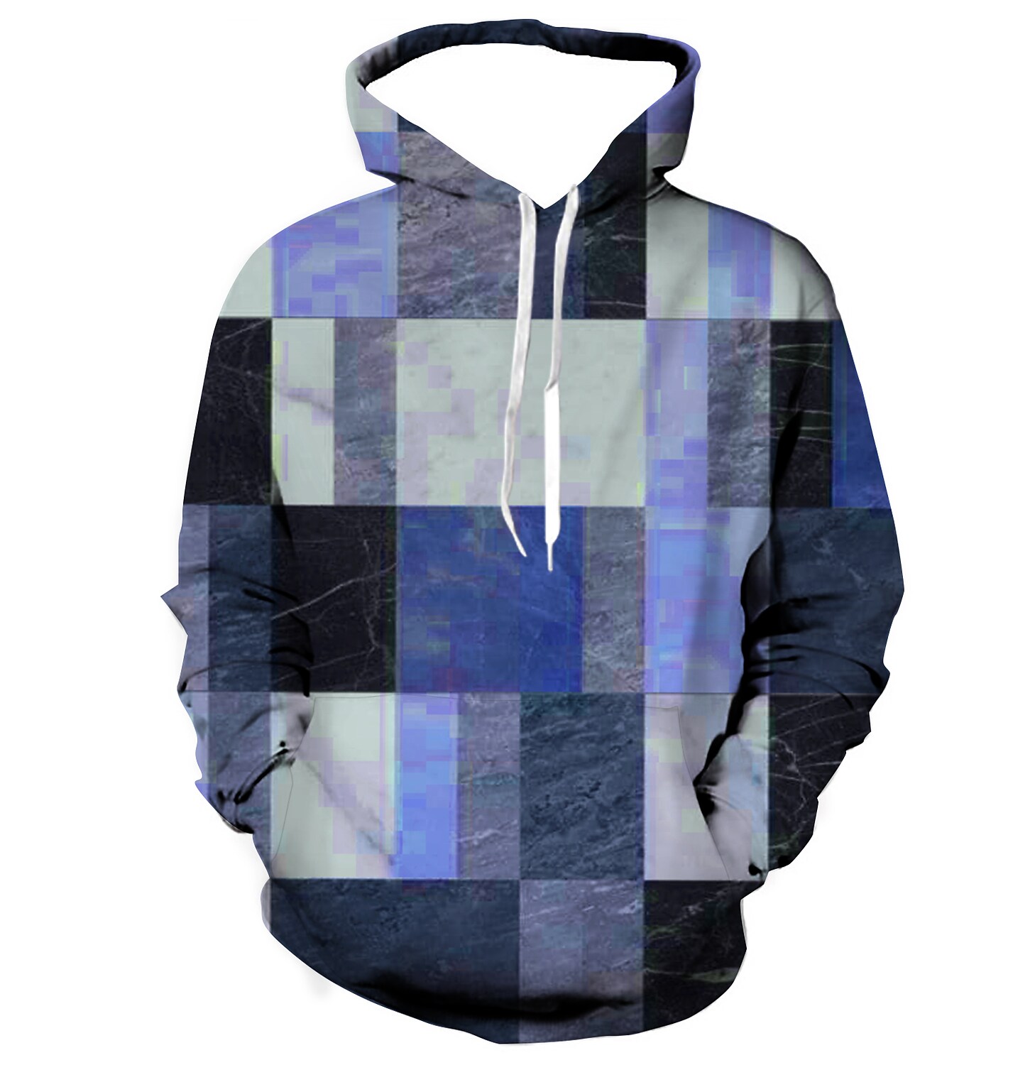 Men's Casual Loose Plaid Color Hooded Long Sleeve Sweatshirt