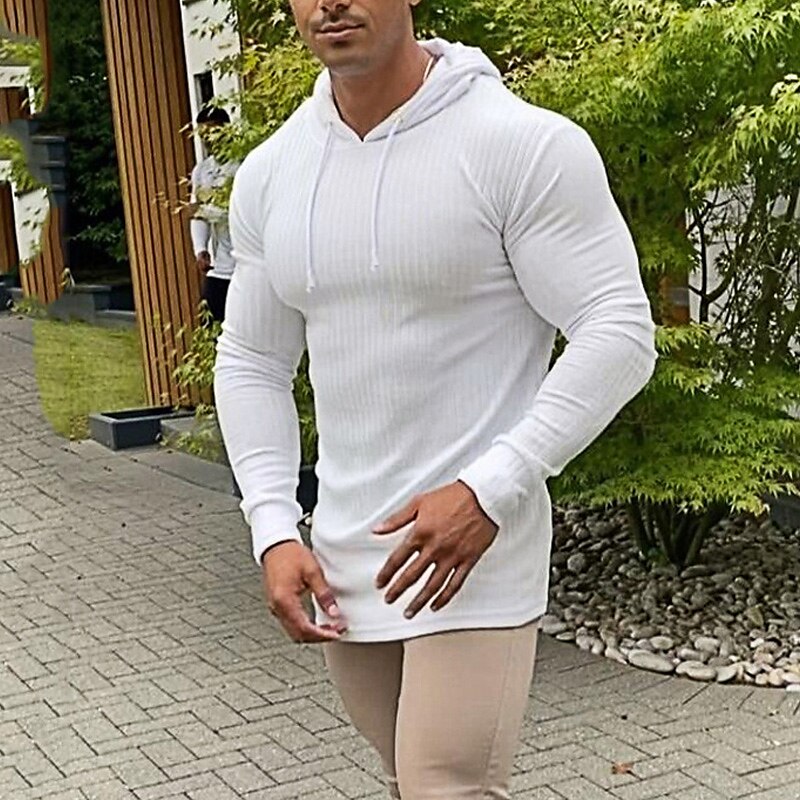 Men's T shirt Muscle Shirt Long Sleeve Shirt Plain Hooded Outdoor Daily Long Sleeve Fashion Streetwear Cool Top