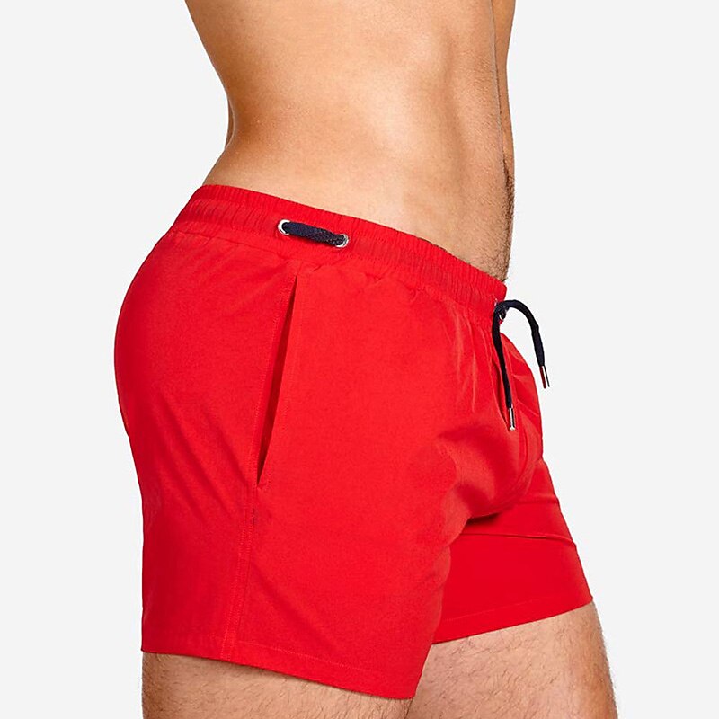 Men's Swimwear Swim Shorts Beach Shorts with Mesh lining Plain Comfort Breathable Outdoor Daily Going out Fashion Casual White Pink