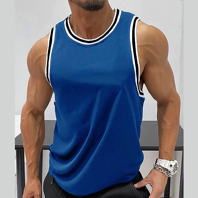 Men's Tank Top Undershirt Sleeveless Shirt Color Block Crewneck Sports & Outdoor Vacation Sleeveless Vest