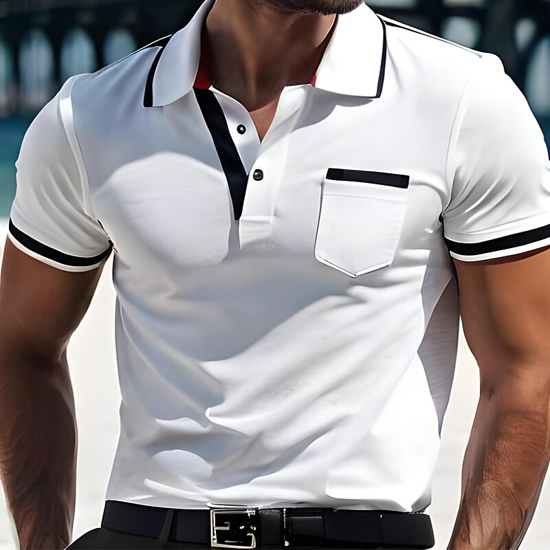 Men's Button Up Polos Shirt Casual Holiday Lapel Short Sleeve Fashion Basic Plain Classic Summer Polos