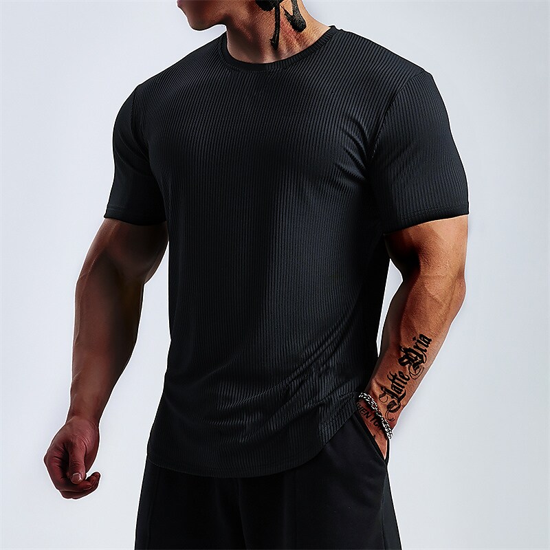 Men's Workout Shirt Running Shirt Short Sleeve Tee Tshirt Athletic Athleisure Breathable Soft Top