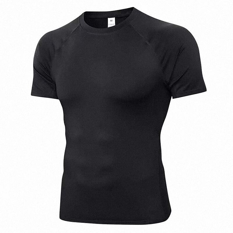 Men's Running Short Sleeve Athletic Breathable Soft Sweat wicking Fitness Running Jogging Solid Colored Sportswear 