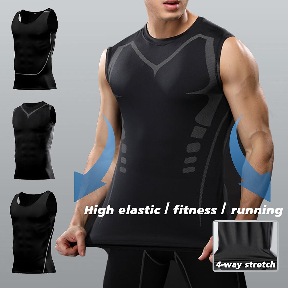 Men's Compression Tank Top Sleeveless Athletic Athleisure Breathable Sweat wicking Fitness Gym Sportswear