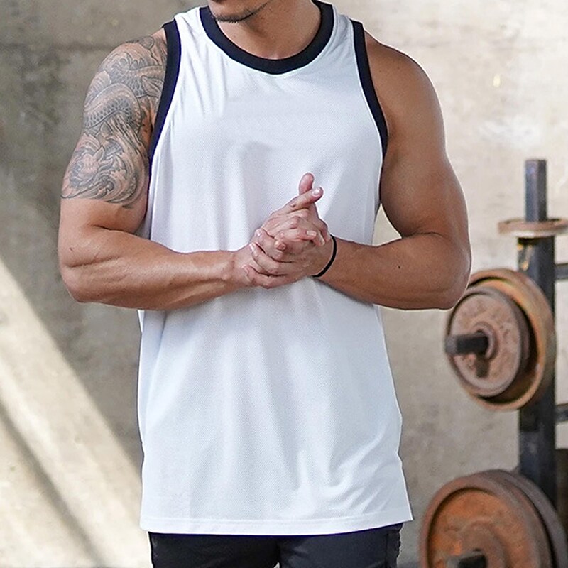 Men's Tank Top Vest Top Undershirt Plain Crew Neck Sport Daily Sleevel