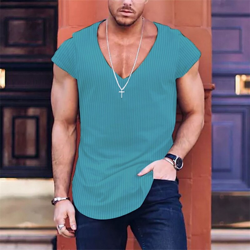 Men's Tank Top Gym Shirt Muscle Shirt Plain V Neck Sports & Outdoor Sl