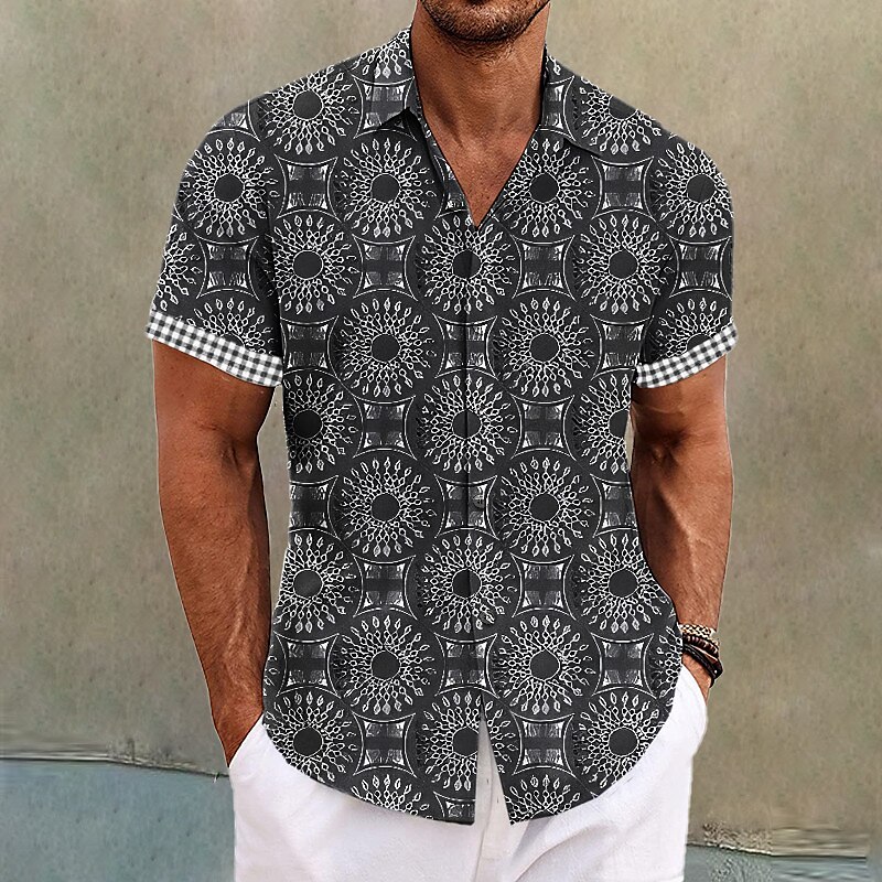 Men's Summer Hawaiian Shirt Floral Graphic Prints Vintage Turndown Outdoor Street Short Sleeves Print Streetwear Designer Casual Shirt 