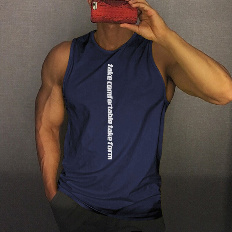 Men's Muscle Sleeveless Vest Men's Quick-drying Sports Loose Short-sleeved T-shirt Fitness Top